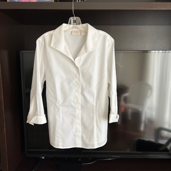 Chico's size 10-12 white cotton blouse (their size 2) - Picture 2 of 8